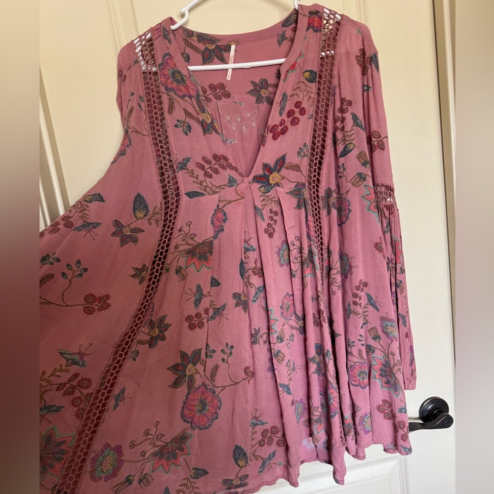 Free People Pink Floral Shirt/Dress size small